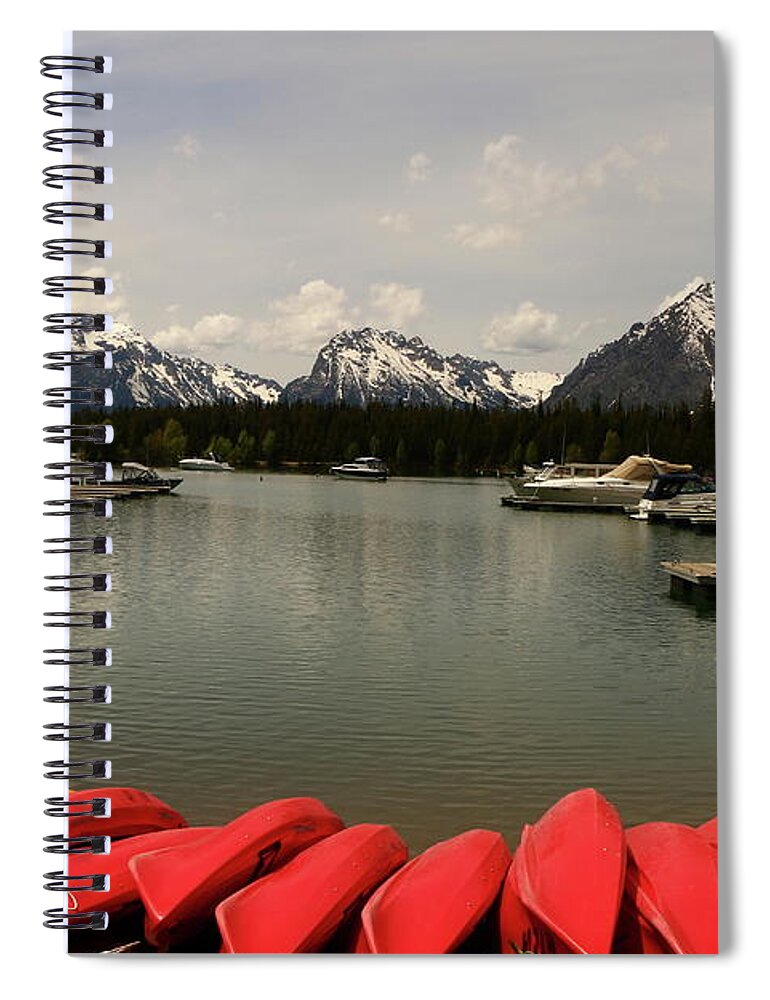 Sailing Boat Spiral Notebook featuring the photograph Canoe Meeting At Jackson Lake by Christiane Schulze Art And Photography