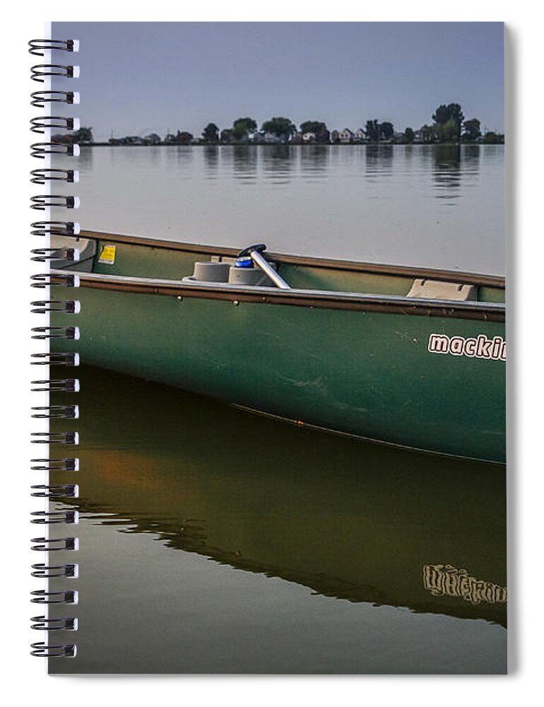 Sunset Spiral Notebook featuring the photograph Canoe Stillness by Joann Long