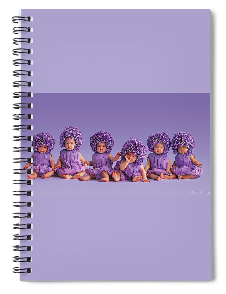 Purple Spiral Notebook featuring the photograph Cantebury Bells by Anne Geddes