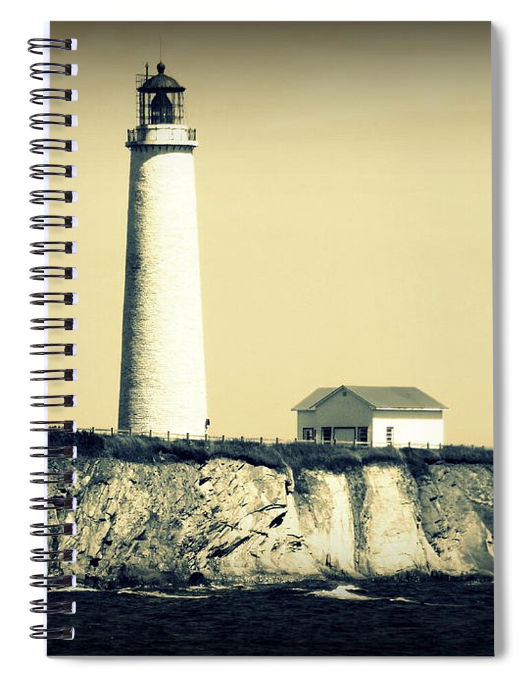 Vintage Spiral Notebook featuring the photograph Cap-des-Rosiers Lighthouse, Quebec by Susan Lafleur