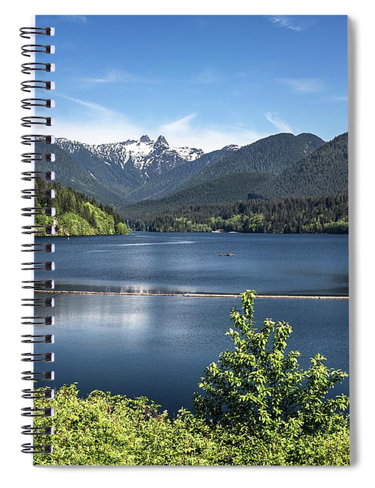 Alex Lyubar Spiral Notebook featuring the pyrography Capilano Lake - reservoir our drinking water by Alex Lyubar