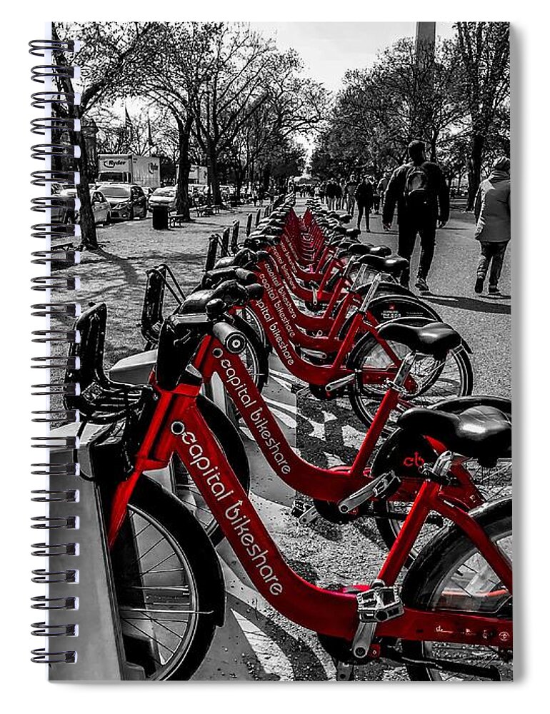 Colorsplash Spiral Notebook featuring the photograph Capital Bikeshare by Chris Montcalmo