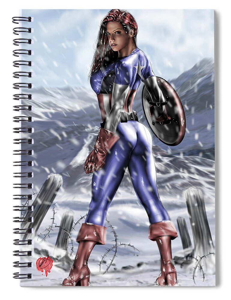Captain Spiral Notebook featuring the painting Captain America by Pete Tapang