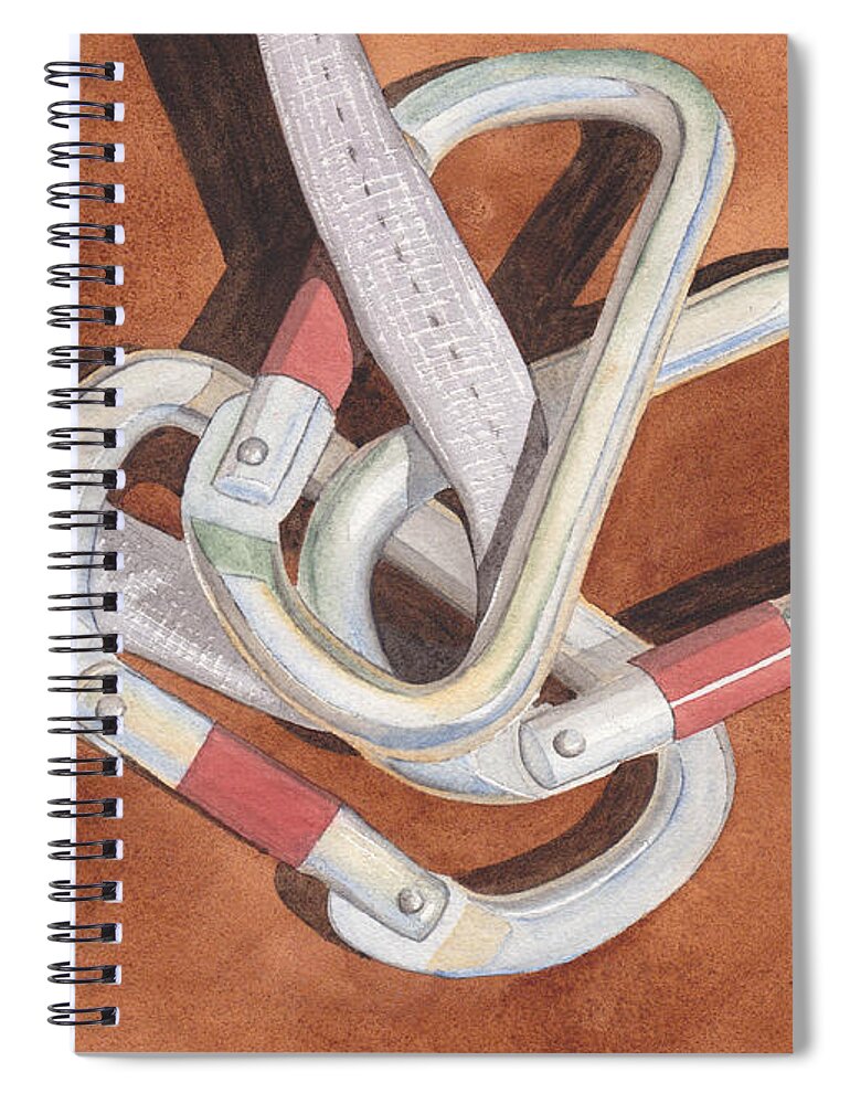 Carabiner Spiral Notebook featuring the painting Carabiners by Ken Powers