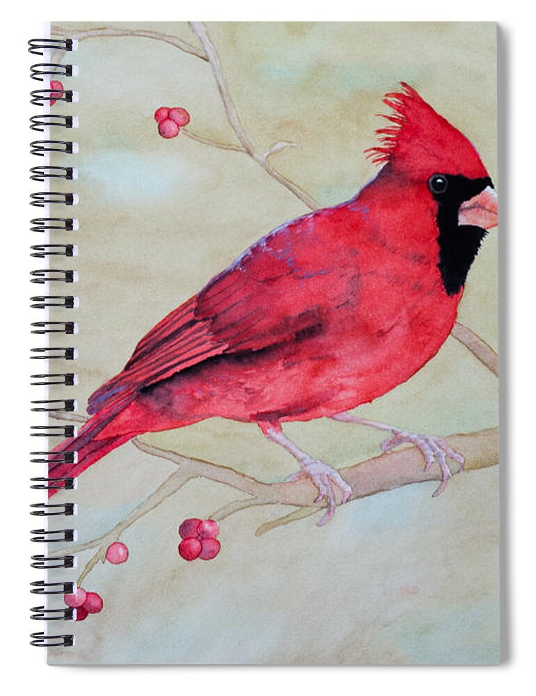 Cardinal Spiral Notebook featuring the painting Cardinal II by Laurel Best