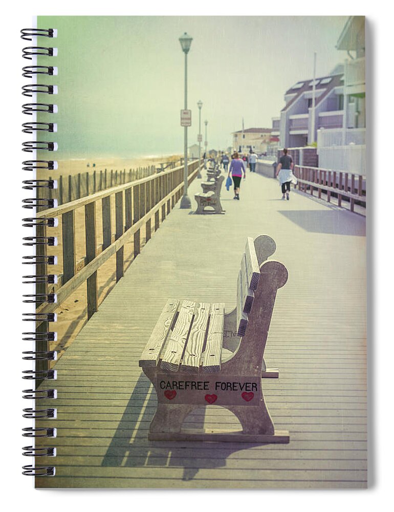 Terry D Photography Spiral Notebook featuring the photograph Carefree Forever Point Pleasant Boardwalk NJ Vintage V by Terry DeLuco