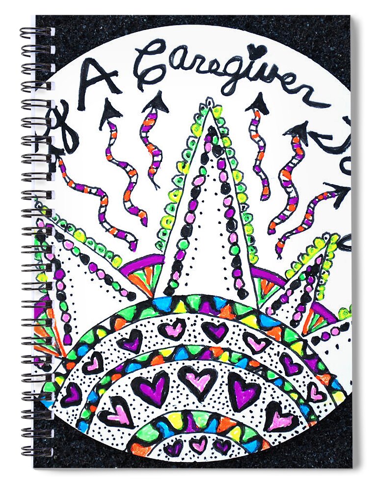 Caregiver Spiral Notebook featuring the drawing Caregiver Hugs by Carole Brecht