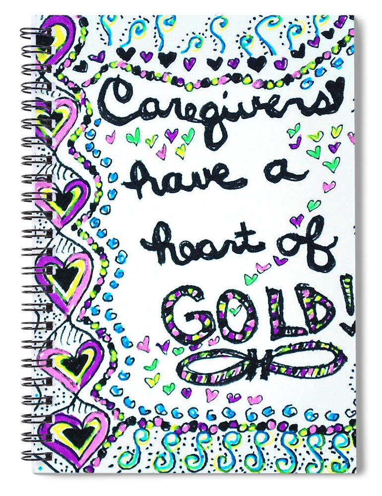 Caregiver Spiral Notebook featuring the drawing Caregiver Joy by Carole Brecht
