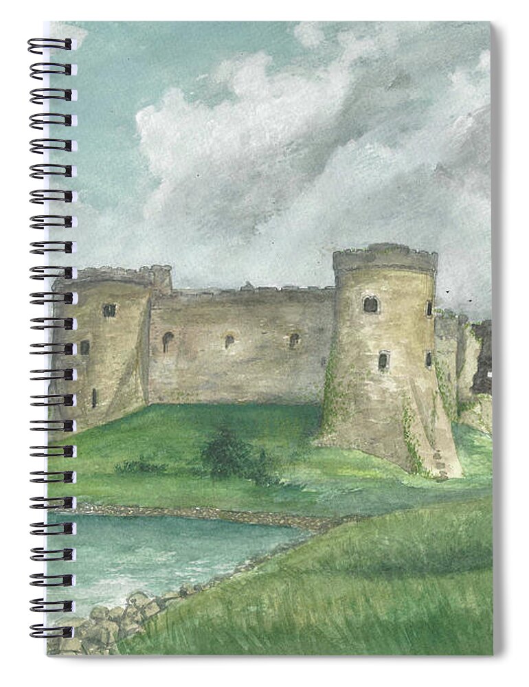 Castles Spiral Notebook featuring the painting Carew Castle 1994 by Arthur Barnes