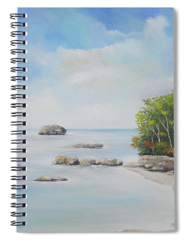 Tropical Landscape Spiral Notebook featuring the painting Caribbean Beach by Kenneth Harris
