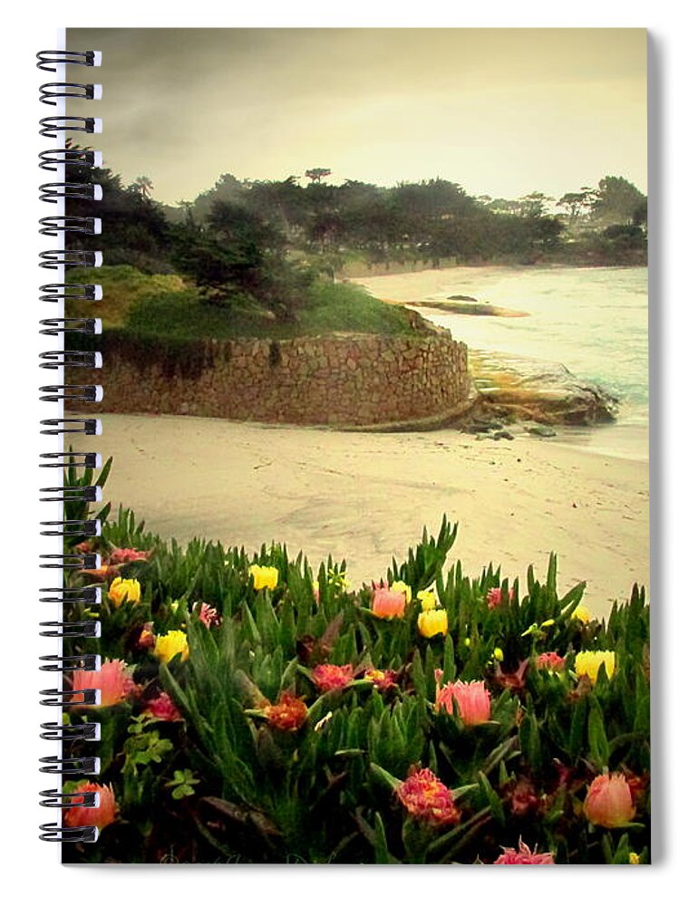 Beach Spiral Notebook featuring the photograph Carmel Beach And Iceplant by Joyce Dickens