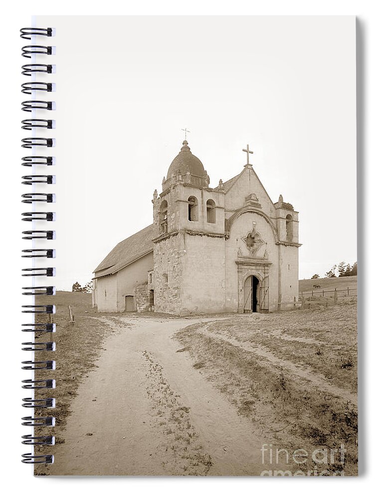 Carmel Mission Spiral Notebook featuring the photograph Carmel Mission South side Circa 1915 by Monterey County Historical Society