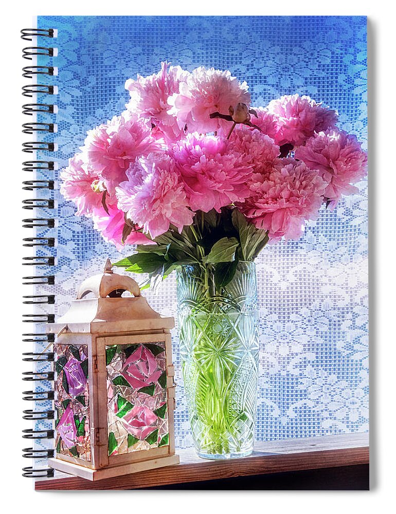 French Spiral Notebook featuring the photograph Carnations on the Windowsill by Debra and Dave Vanderlaan