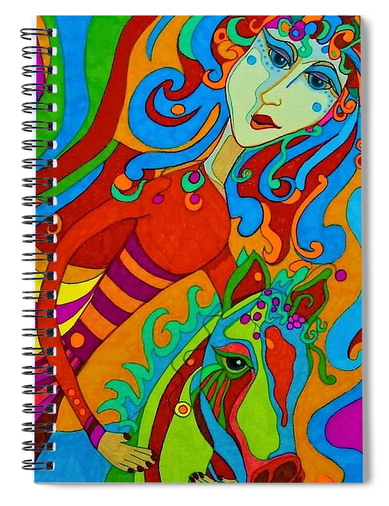 Horse Spiral Notebook featuring the drawing Carousel Dance 2016 by Alison Caltrider