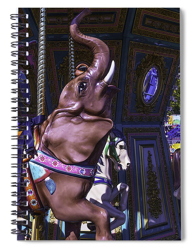 American Spiral Notebook featuring the photograph Carrousel Elephant by Garry Gay