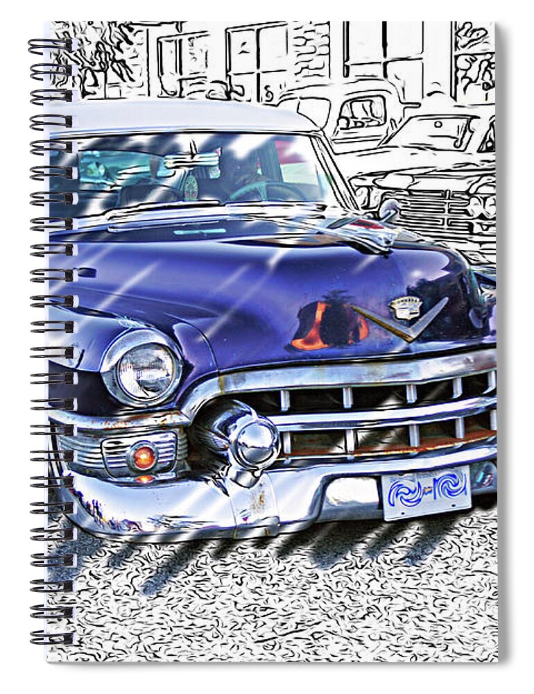 Cars Spiral Notebook featuring the photograph Cartooned Caddy by Randy Harris