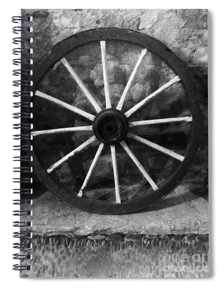 Cartwheel Spiral Notebook featuring the photograph Cartwheel at Dunster Stables B W by Joan-Violet Stretch