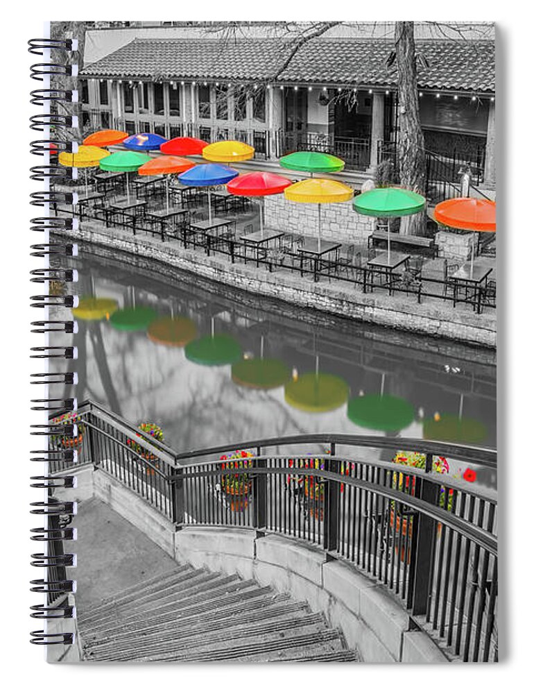 River Walk Spiral Notebook featuring the photograph Casa Rio River Walk in Selective Color by Michael Tidwell
