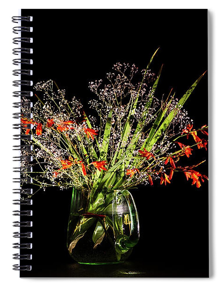 Baby's Breath Spiral Notebook featuring the photograph Cascade of white and orange. by Torbjorn Swenelius