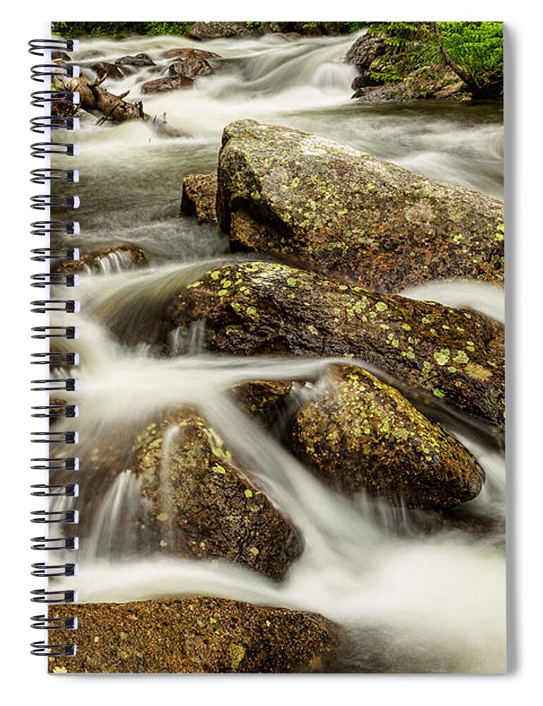 Rocky Spiral Notebook featuring the photograph Cascading Water and Rocky Mountain Rocks by James BO Insogna