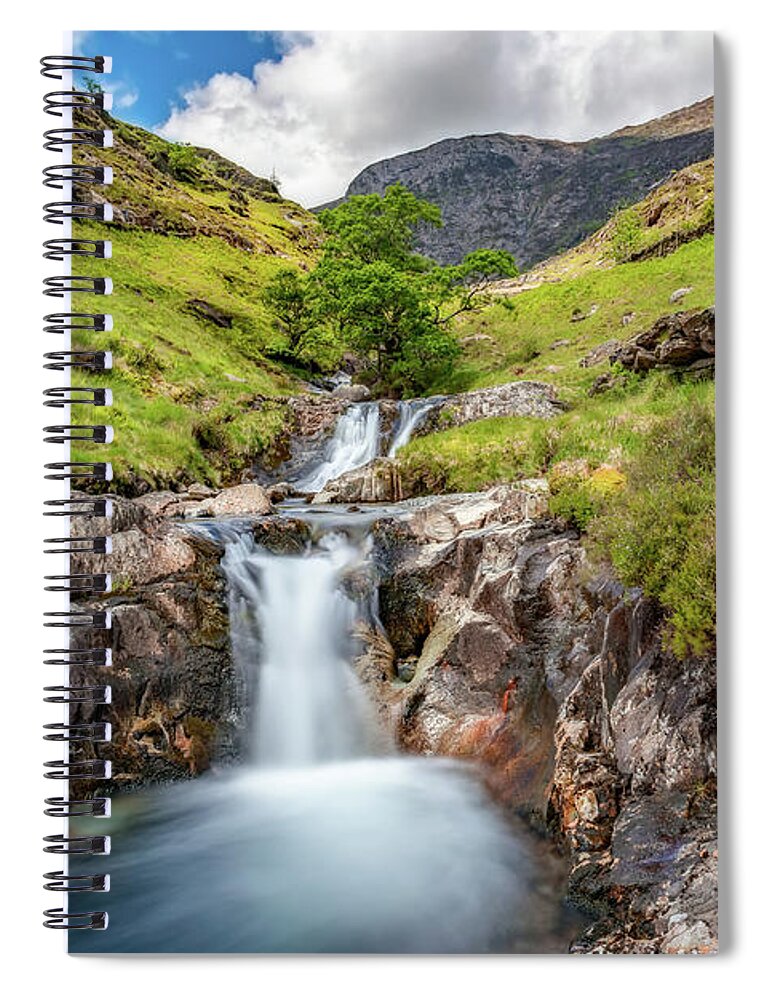 Watkins Path Spiral Notebook featuring the photograph Cascading Waterfall by Adrian Evans