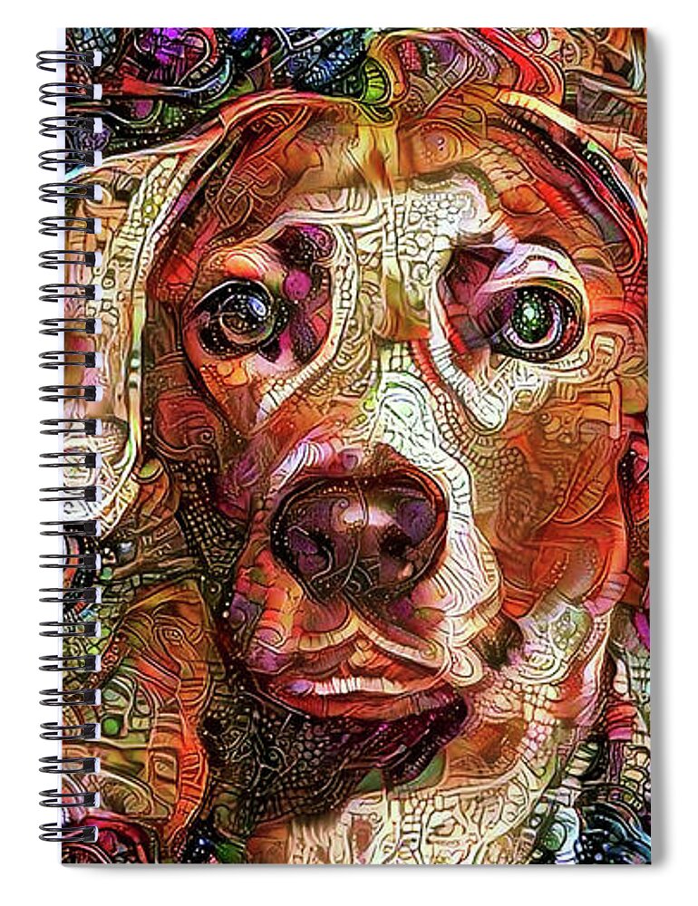 Lacy Dog Spiral Notebook featuring the mixed media Cash the Lacy Dog by Peggy Collins