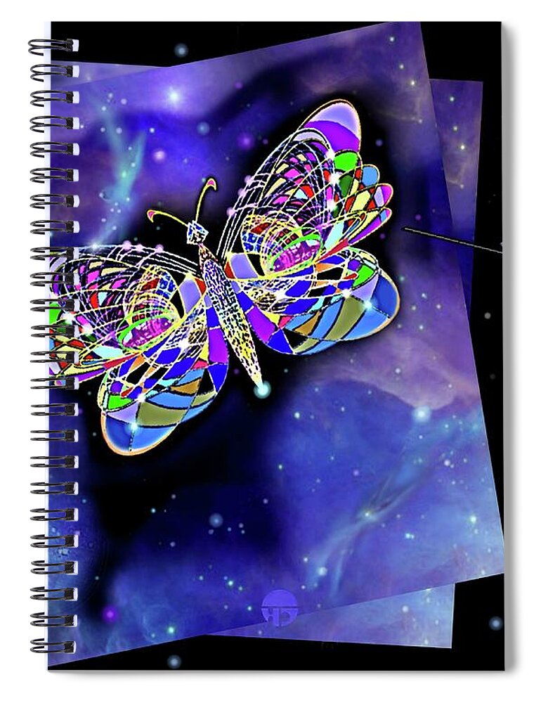 Cassini Spiral Notebook featuring the digital art Cassini Butterfly by Hartmut Jager