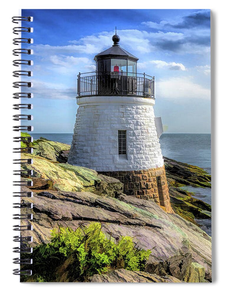 Castle Hill Spiral Notebook featuring the painting Castle Hill Lighthouse by Christopher Arndt