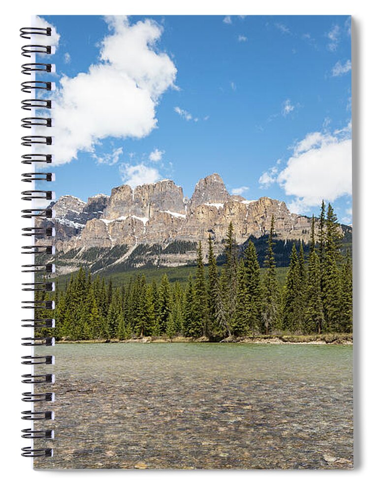 Photosbymch Spiral Notebook featuring the photograph Castle Mountain over Bow River by M C Hood