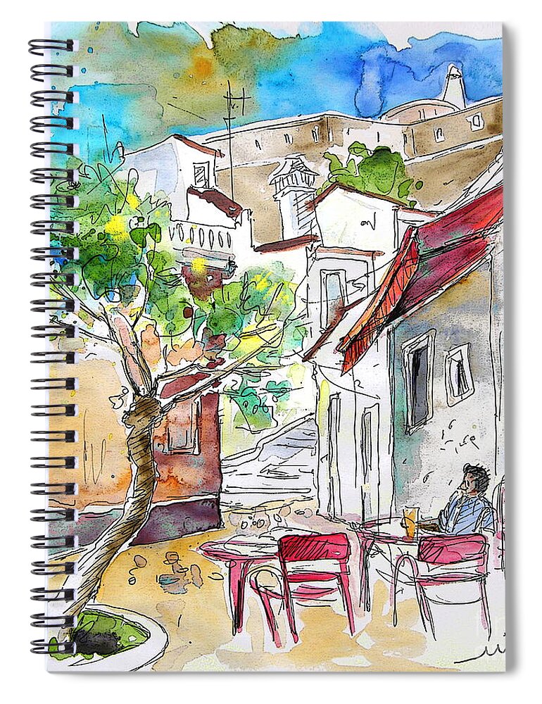 Water Colour Travel Sketch Castro Marim Portugal Algarve Miki Spiral Notebook featuring the painting Castro Marim Portugal 01 by Miki De Goodaboom