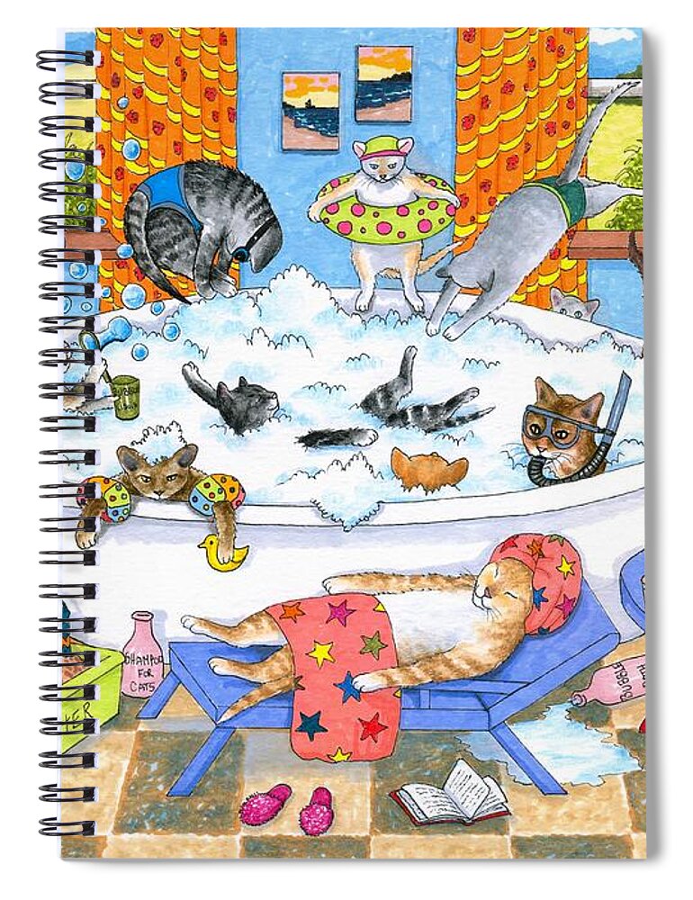 Cat Spiral Notebook featuring the painting Cat 601 by Lucie Dumas