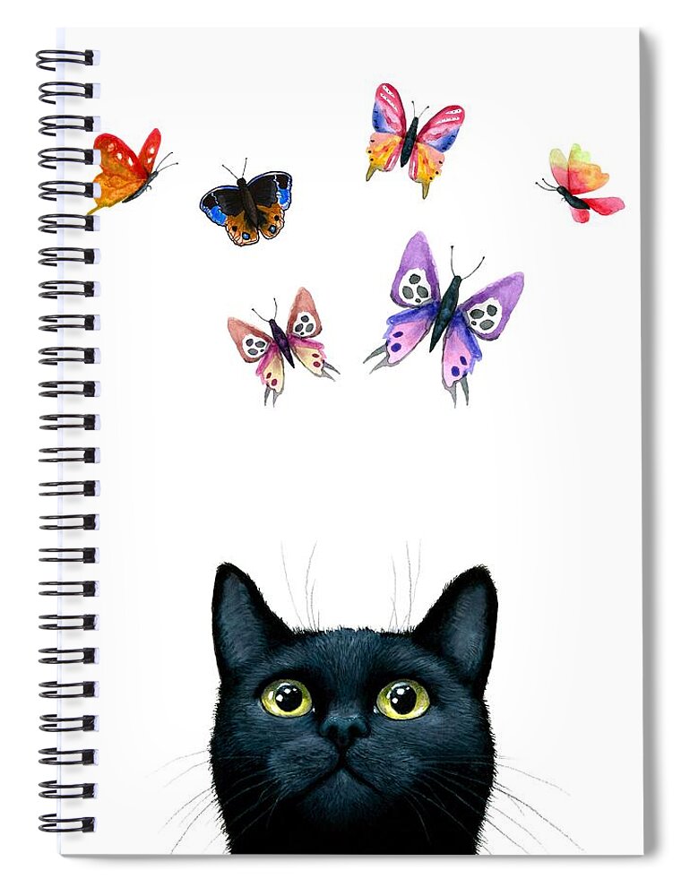Cat Spiral Notebook featuring the painting Cat 606 by Lucie Dumas
