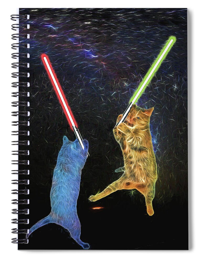 Cat Spiral Notebook featuring the digital art Cat Wars Episode IX by John Haldane