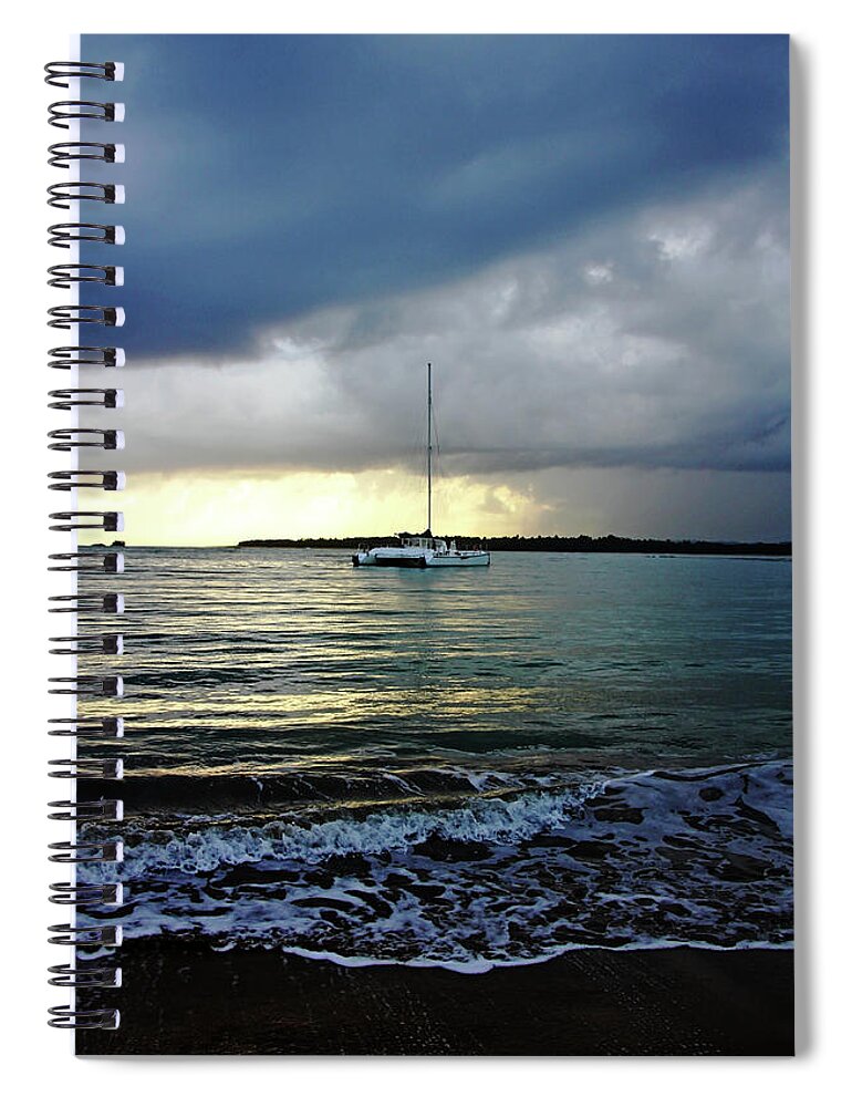 Dominican Republic Spiral Notebook featuring the photograph Catamaran At Sunrise by Debbie Oppermann