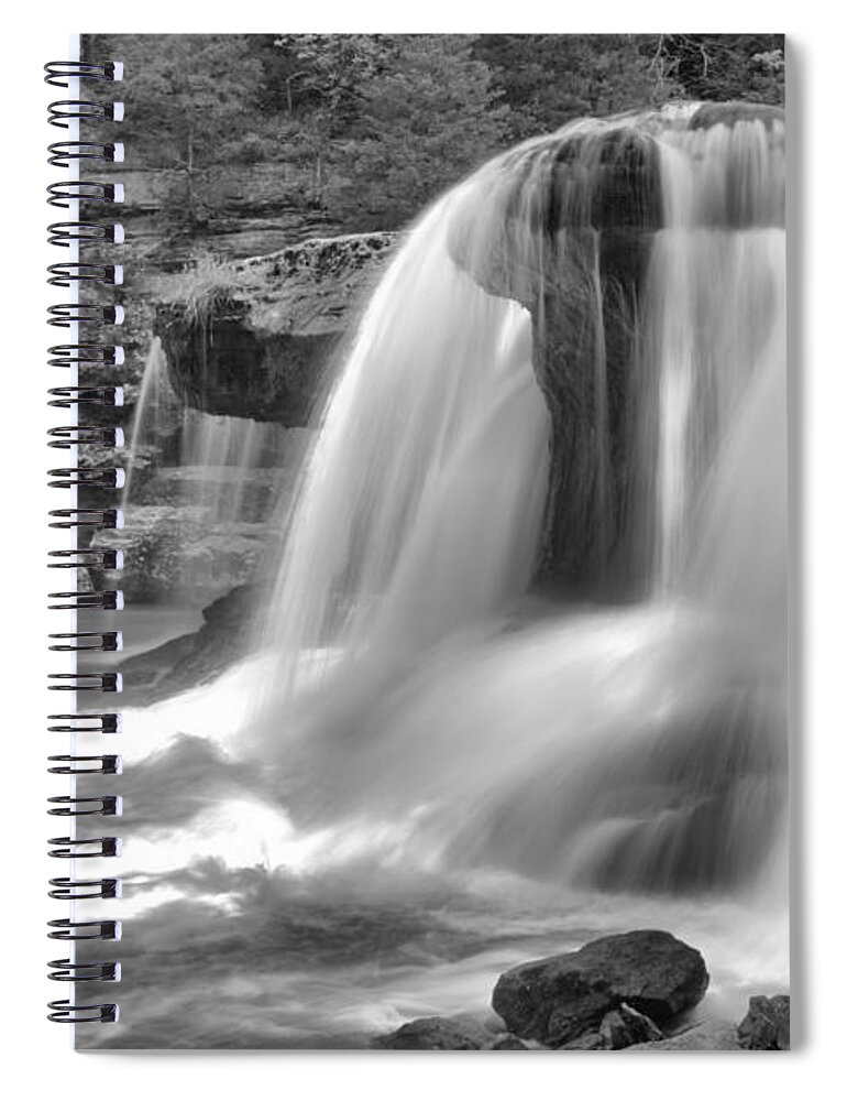 Cataract Falls Spiral Notebook featuring the photograph Cataract Falls Large Cascades Black And White by Adam Jewell