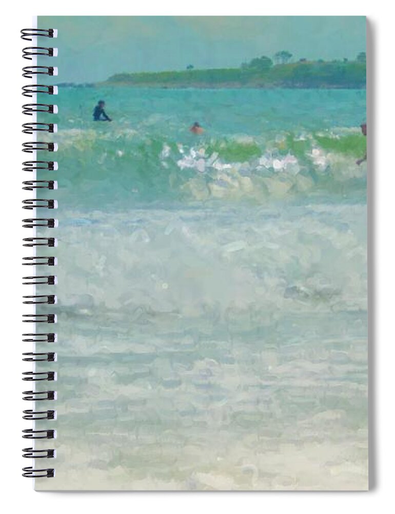 Seascape Spiral Notebook featuring the painting Catching the Wave by Bill McEntee