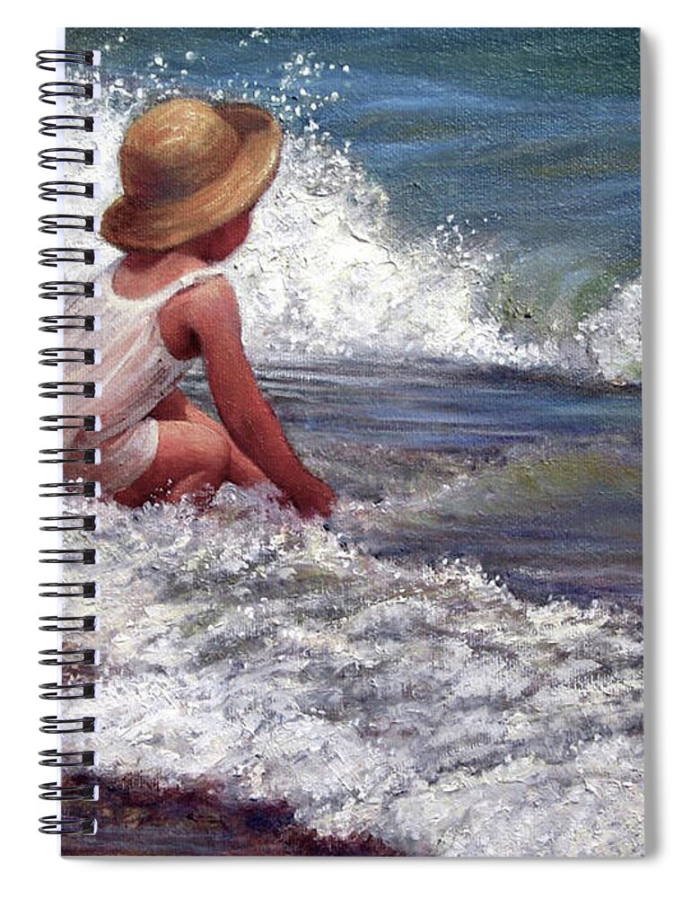 Children Spiral Notebook featuring the painting Catching the Wave by Marie Witte