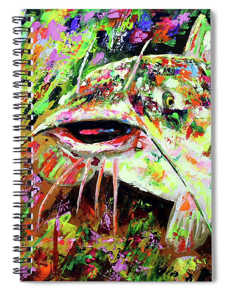Fish Spiral Notebook featuring the painting Catfish in Colors by Karl Wagner