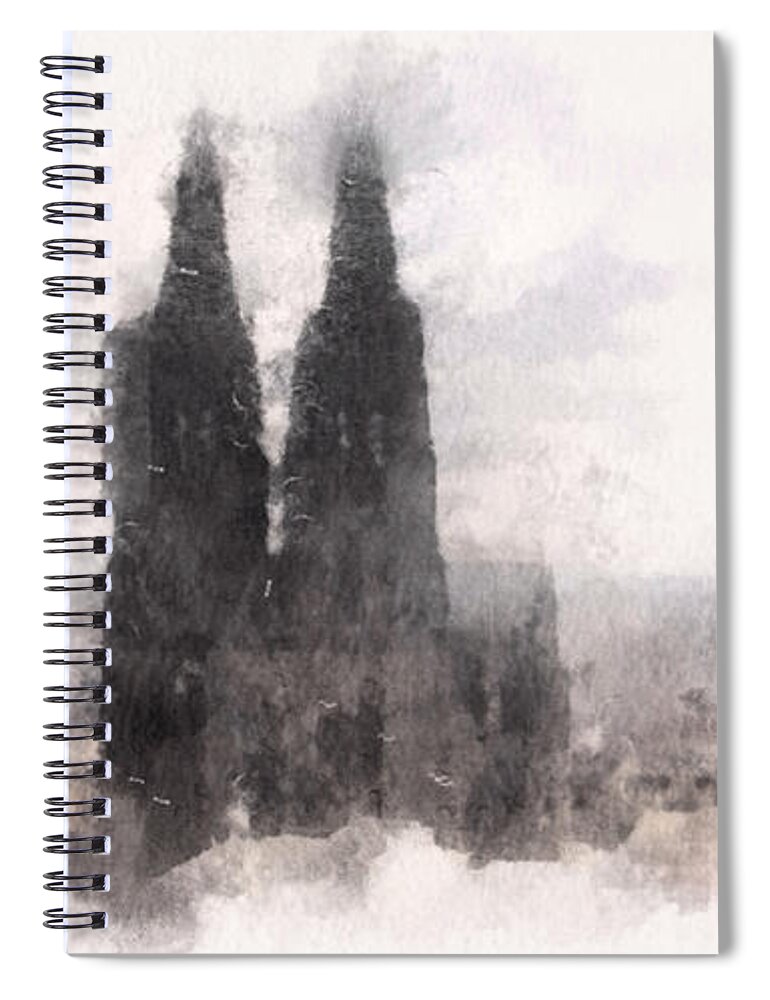 Susan Maxwell Schmidt Spiral Notebook featuring the mixed media Cathedral of Cologne by Susan Maxwell Schmidt