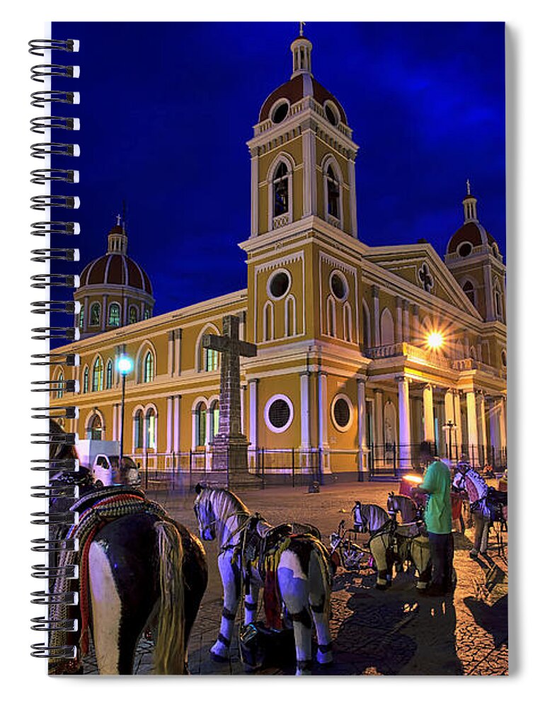 Granada Spiral Notebook featuring the photograph Cathedral of Granada Shines Brightly by Sam Antonio