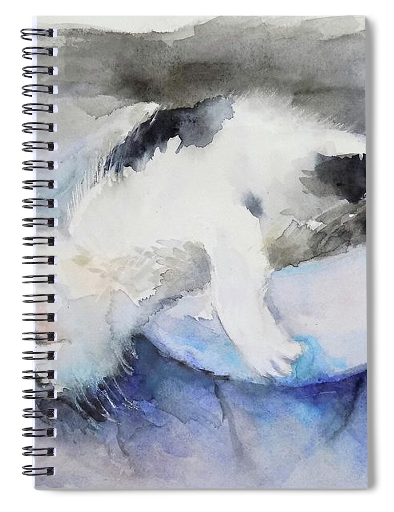 Cat Spiral Notebook featuring the painting Catnap2-1 by Yoshiko Mishina