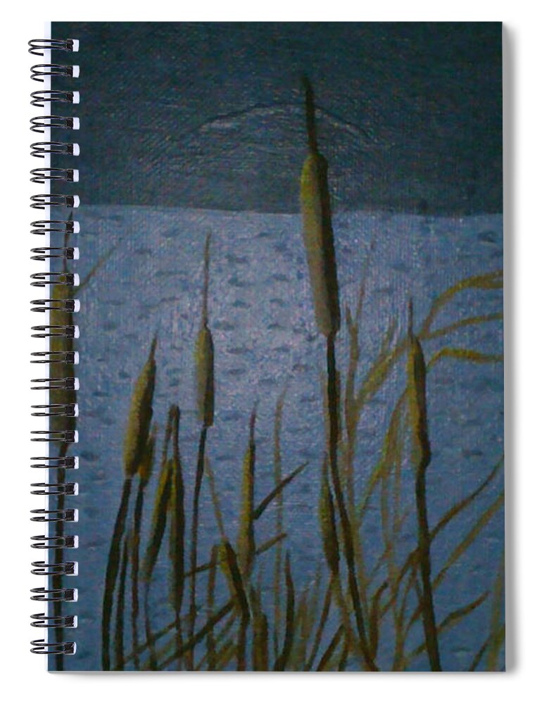 Cattails Spiral Notebook featuring the painting Cattails at cootes paradise by David Bigelow