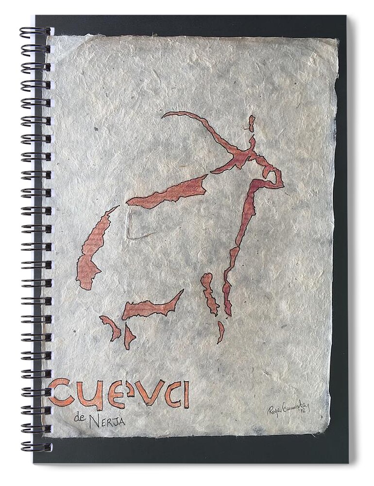 Cave Of Nerja Spiral Notebook featuring the drawing Cave at Nerja by Roger Cummiskey
