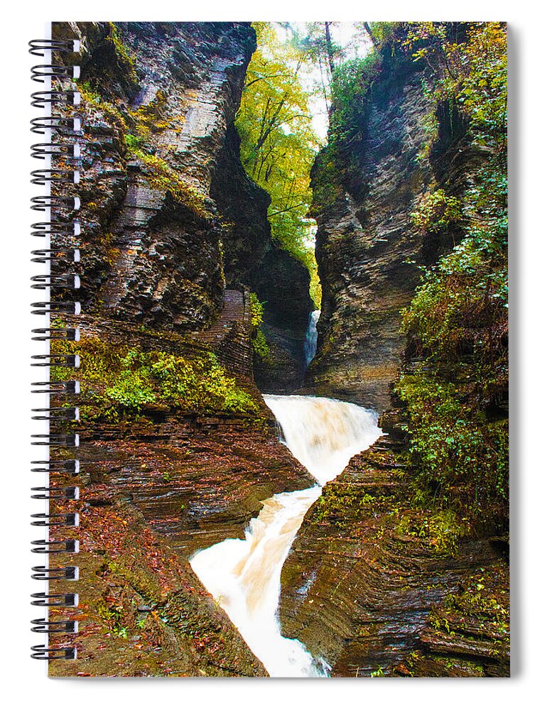 Watkins Glen Spiral Notebook featuring the photograph Cavern Cascade of Watkins Glen by Mindy Musick King