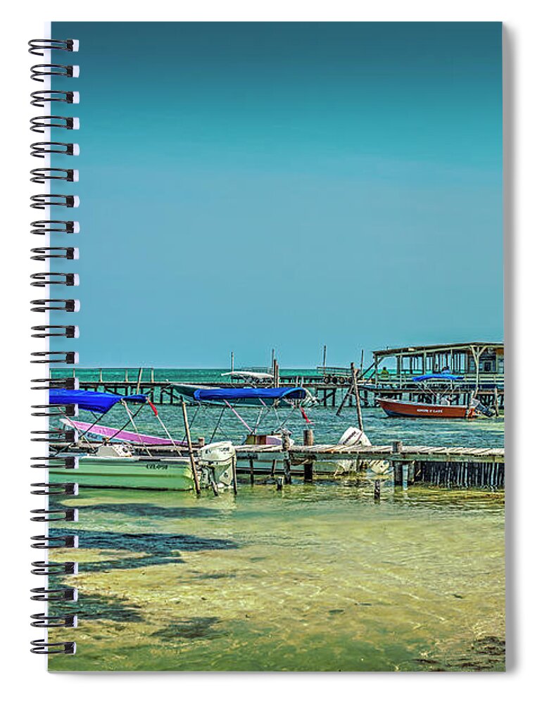 Caye Caulker Belize Spiral Notebook featuring the photograph Caye Caulker Shallow Water. by David Zanzinger
