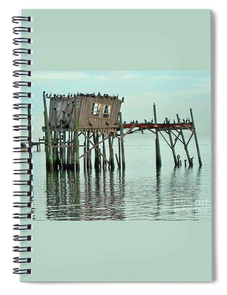 Sea Spiral Notebook featuring the photograph Cedar Key Honeymoon Shack by Deborah Ferree