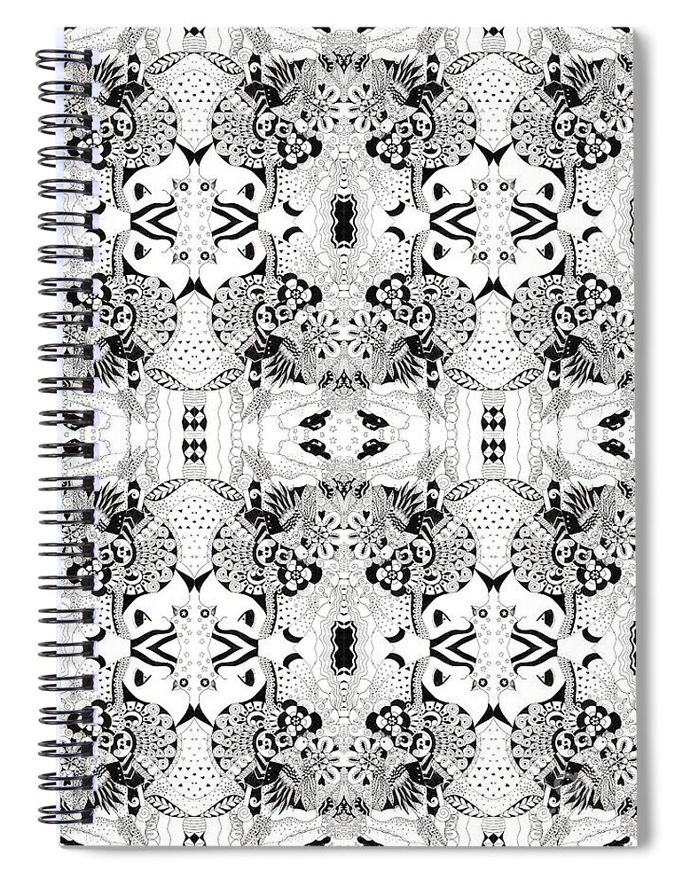 Black And White Spiral Notebook featuring the mixed media Ceilings and Floors Variation by Helena Tiainen
