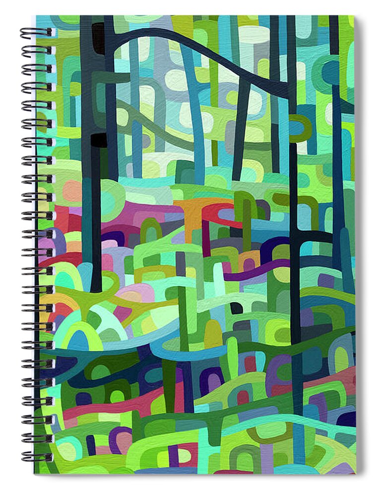 Green Forest Spiral Notebook featuring the painting Celdaon Morning by Mandy Budan