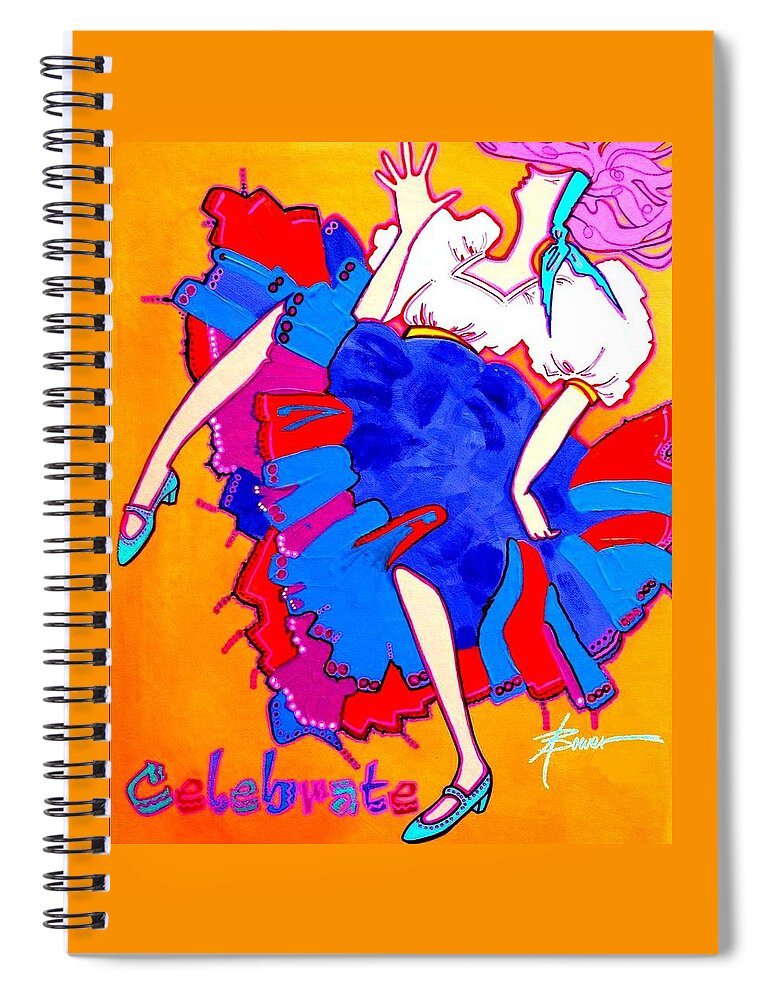 Celebration Spiral Notebook featuring the painting Celebrate by Adele Bower
