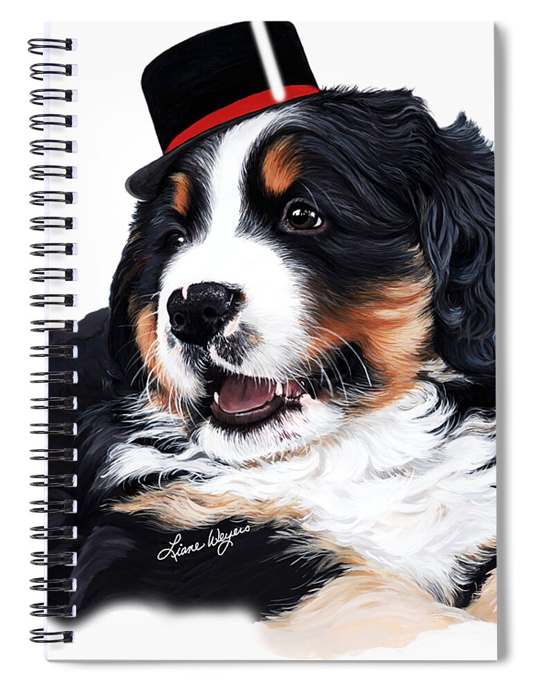 Bernese Mountain Dog Spiral Notebook featuring the painting Celebrate - Bernese Mountain Dog by Liane Weyers